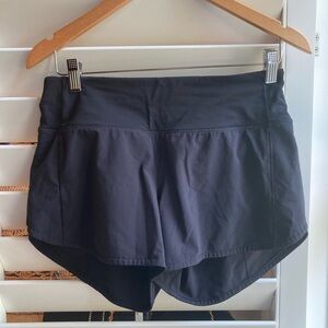 Lululemon Athletica Black Speed Up Shorts SZ6 4 inch inseam